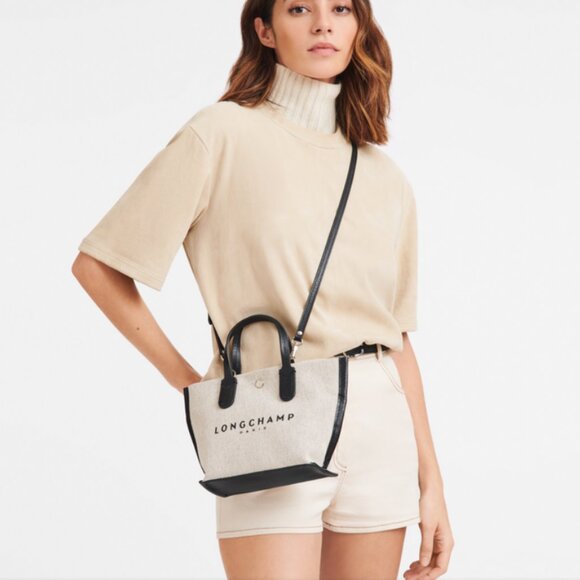 New LongChamp Essential XS Handbag Ecru Canvas Authentic - Picture 1 of 13